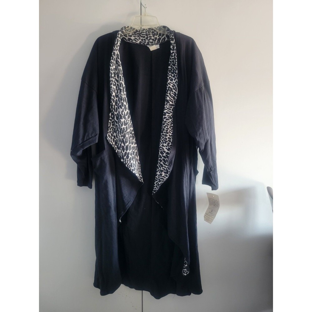 Vintage La Vie Long Full Length Open Cardigan w/Pockets &Original Tag Black Lg